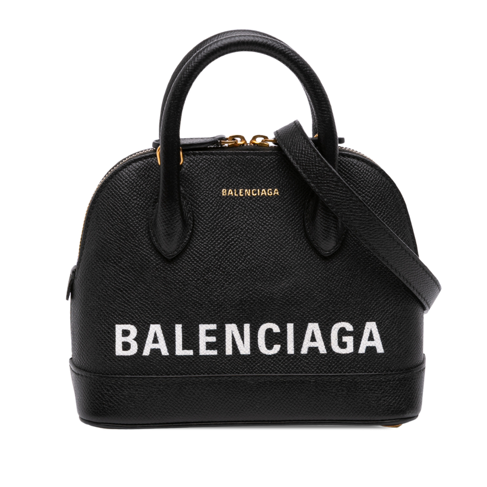 Pre-Loved Balenciaga Grained Calfskin Logo Ville Top Handle Bag XXS